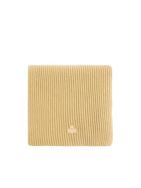 Marion ribbed-knit logo-patch scarf