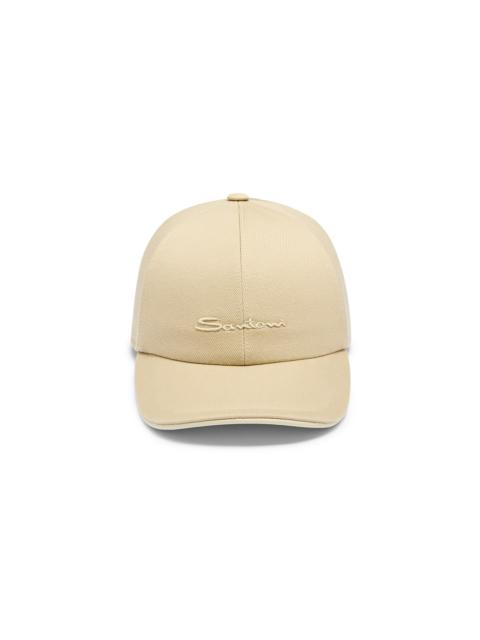 Men's beige cotton baseball cap