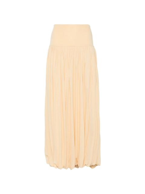 gathered midi skirt