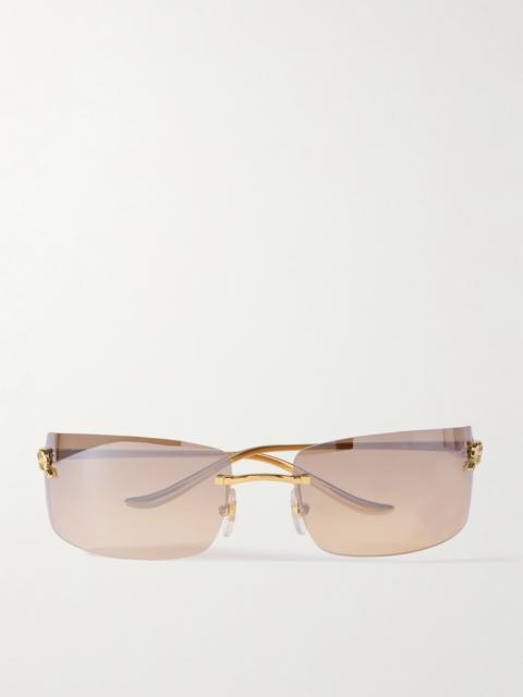 Panthère De Cartier Rectangle-frame Rimless Gold-tone Sunglasses