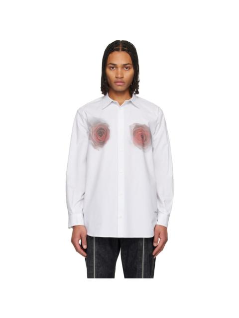 White 'The Red Blurry Roses Print' Shirt