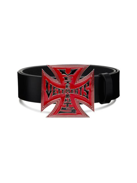 Black Biker Cross Logo Jumbo Belt