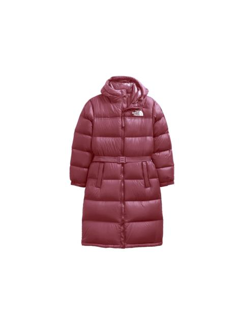 The North Face Womens Nuptse Belted Long Parka Wild Ginger
