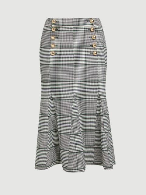 Tailored Check Godet Midi Skirt