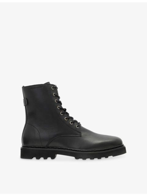 Skiff Logo-Debossed Leather Military Boots