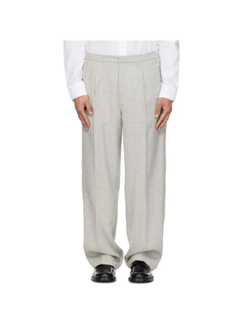 Gray Relaxed Fit Slub Weave Trousers