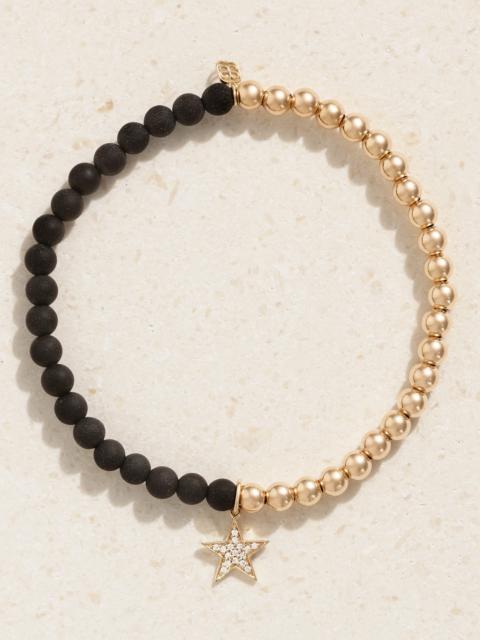 Star Charm 14-karat Gold, Onyx And Diamond Bracelet