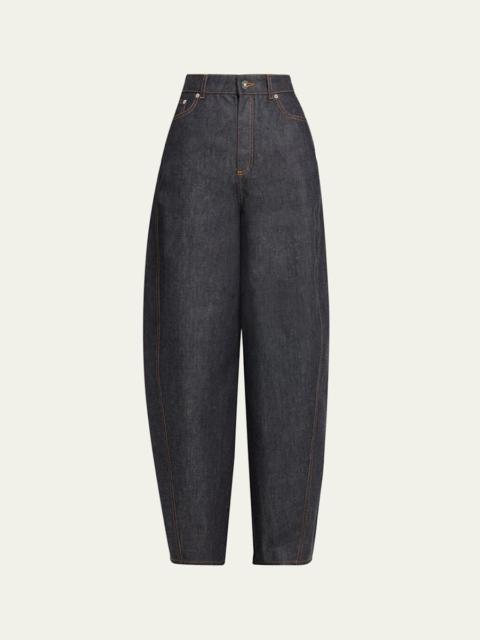 Denim Barrel-Leg Cocoon Pants