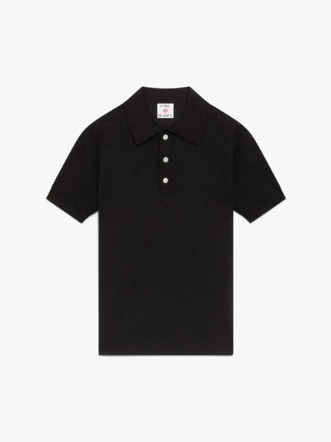Black Pointelle Monogram Short Sleeve Polo Shirt | Casablanca Paris