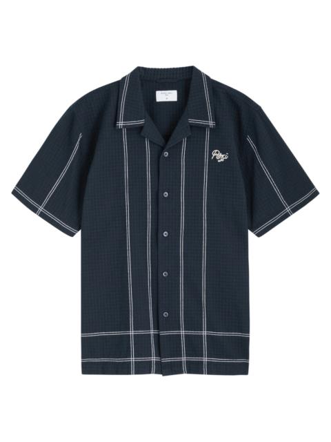 Percival Sicily Cuban Textured Logo Cotton Shirt