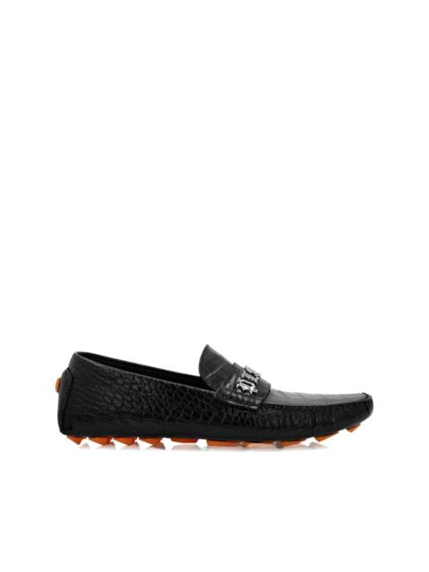 crocodile-embossed leather loafers