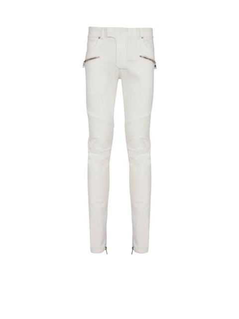 Biker jeans in white denim