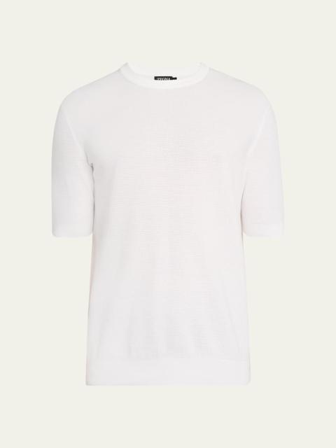 Men's Cotton Honeycomb Short-Sleeve Crewneck Sweater