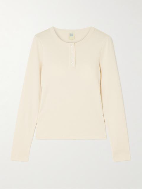 Jess Ribbed Organic Cotton-jersey Henley Top