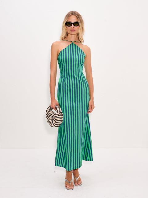 Kit Poplin Dress In Navy/Grass Green