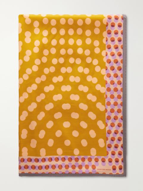 Polka-dot Printed Twill Scarf
