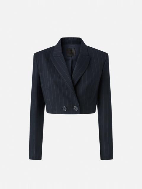 SHORT PINSTRIPE POLY WOOL BLAZER