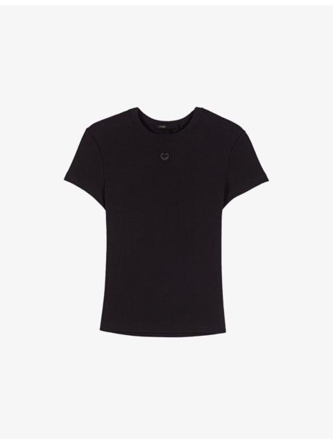 Brand-Embroidered Ribbed Cotton-Jersey T-Shirt