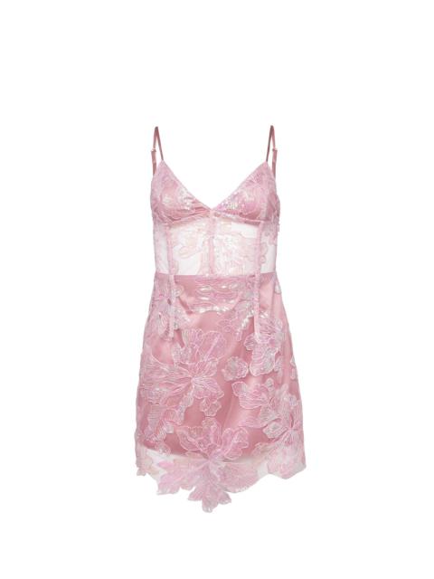 Sequin Floral Embroidered Mini Dress