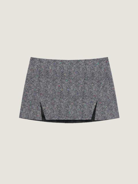 SLICED MINI SKIRT IN COTTON HERRINGBONE