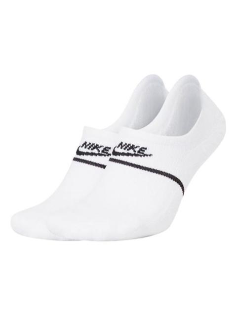 Nike Home Sweat Absorbing Breathable Casual Boat Socks 2 Pairs White CU0692-100