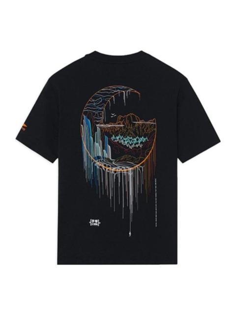 Li-Ning SS22 Stylish Logo Printing Loose Round Neck Short Sleeve T-Shirt 'Black' AHSS151-2