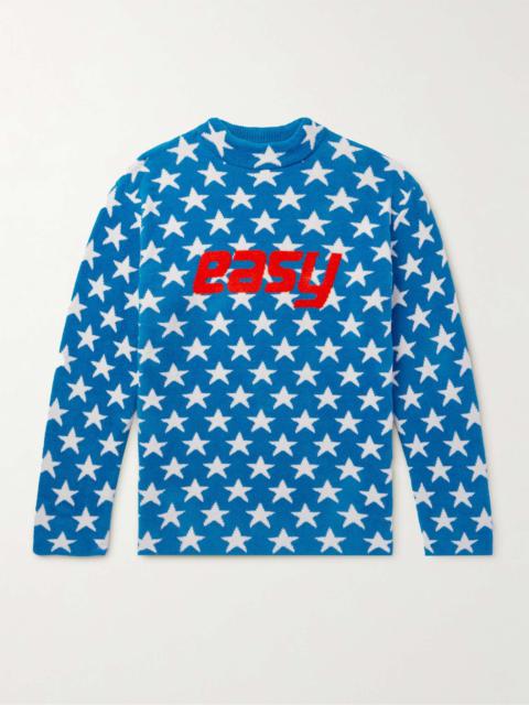 Printed Cotton-Blend Fleece Sweater