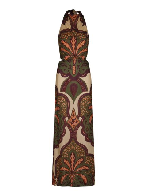 Finding Peace Cutout Silk Maxi Dress multi