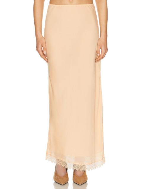 Viscose Satin Slip Skirt With Lace