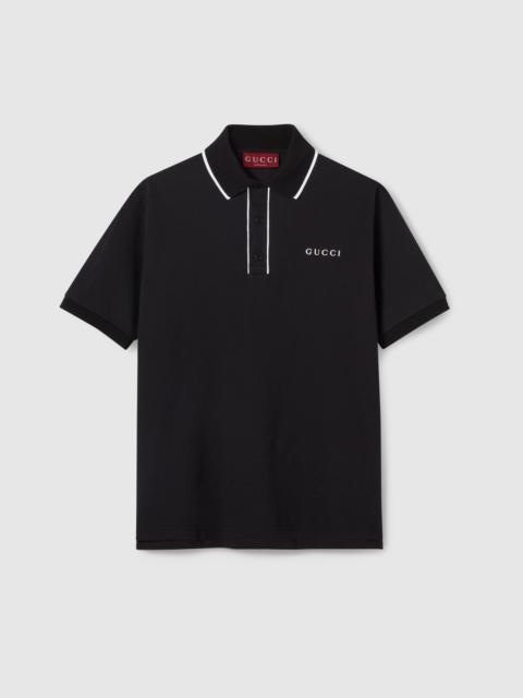 Cotton piquet polo shirt with embroidery