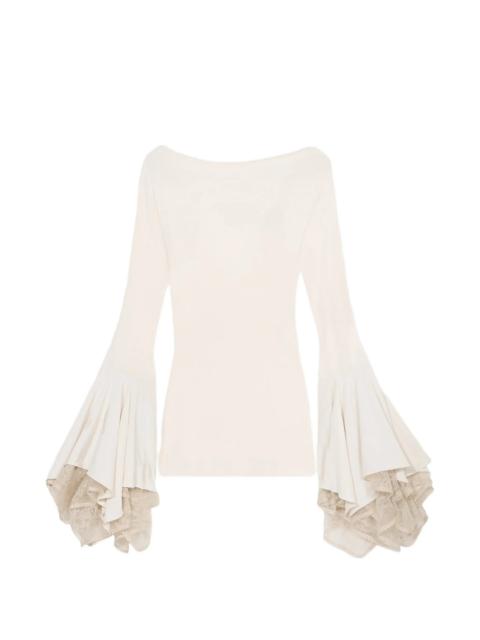 Blumarine Lace Flared-sleeve Mini Dress