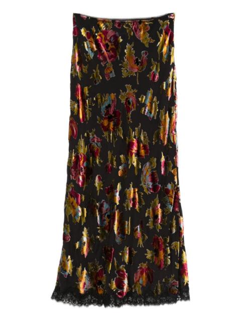 Stassie floral-pattern midi skirt
