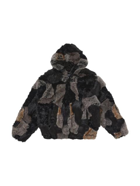 Supreme Patchwork WINDSTOPPER Hooded Faux Fur Jacket Black