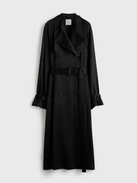 Draped satin trench black