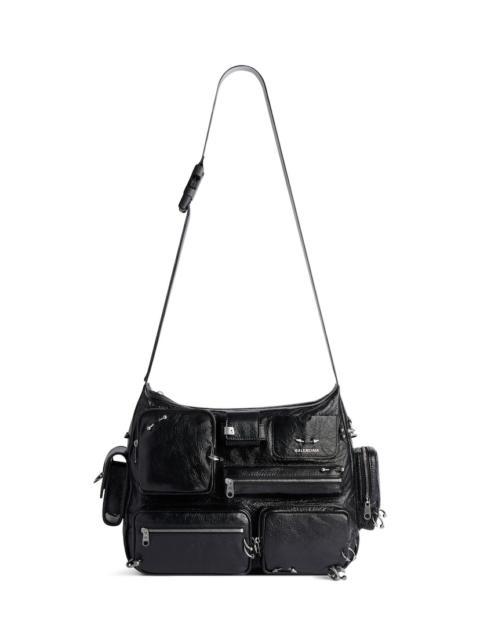 Men's Superbusy Messenger Bag With Piercings  in Black
