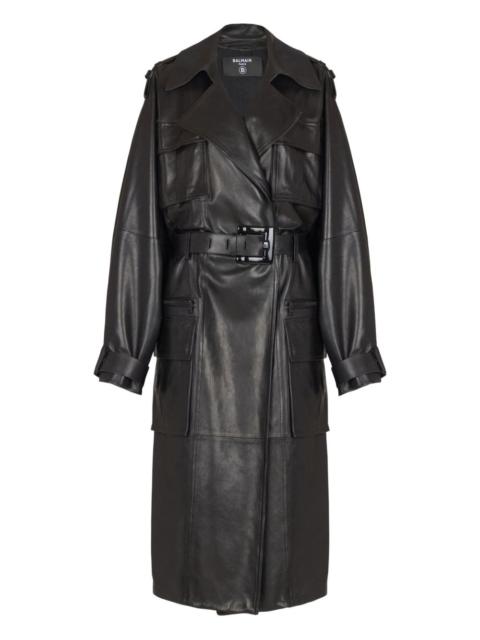 belted lambskin trench coat