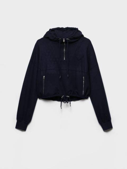 Fleece and jersey hoodie