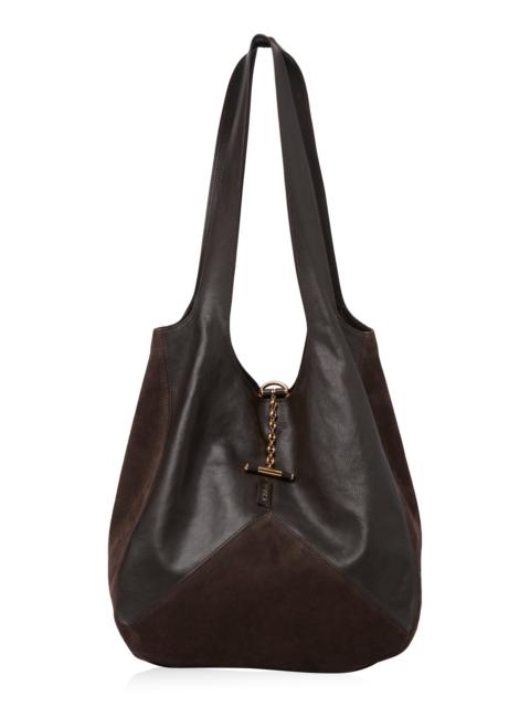 Chloé Balloon Suede Patchwork Large Shoulder Bag brown