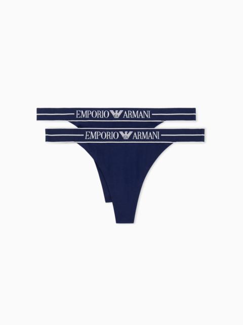 TWO-PACK OF ASV ORGANIC-COTTON THONGS WITH LOGO WAISTBAND