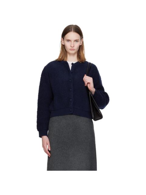 Navy Lett Boucle Cardigan