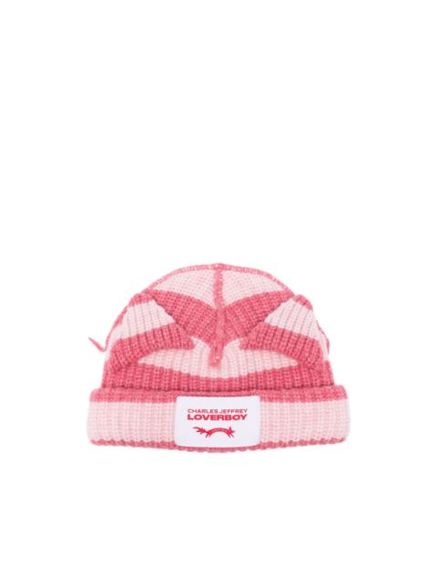 Chunky Ears striped beanie hat