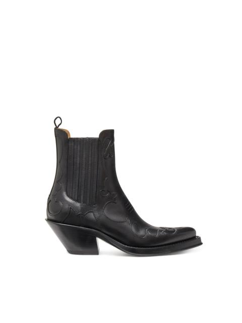Cassidy Cowboy Ankle Boot in Black Leather