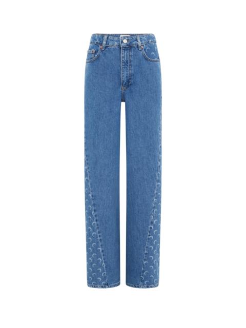 Moon Laser Blue Wash Denim Baggy Jeans
