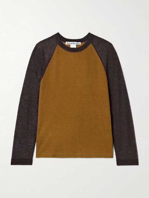 Two-tone Lyocell and wool-blend T-shirt Camel
