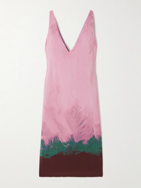 Printed Silk-blend Charmeuse Midi Dress