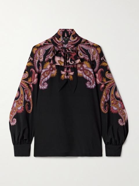 Pussy-bow Paisley-print Silk Blouse