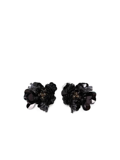 sequined floral-motif earrings