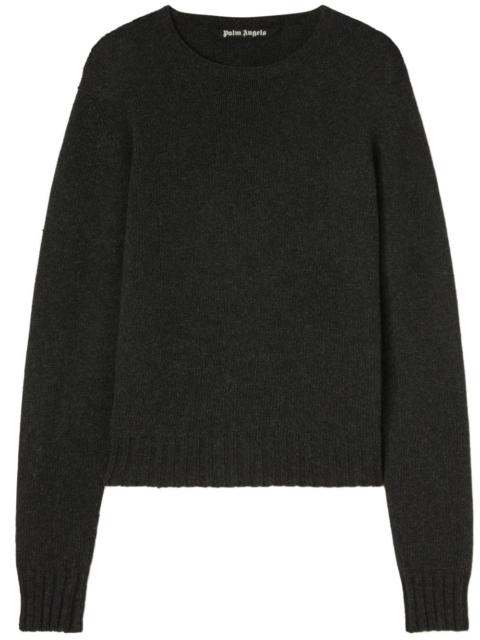 curved-logo wool sweater