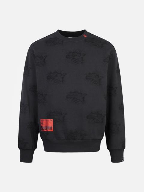 Allover Crinkle Logo Print Regular Fit Sweatshirt