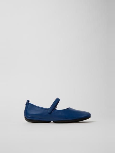 Blue Leather Ballerinas for Women.